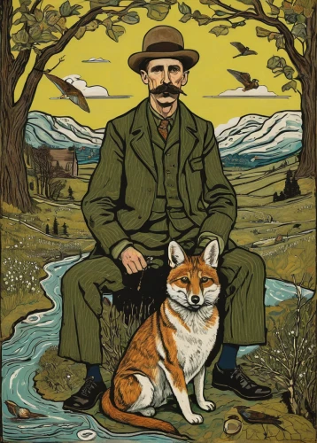 english foxhound,park ranger,fox hunting,brigadier,david bates,american foxhound,ranger,zookeeper,patrols,safari,cover,colonel,chasseur,wildlife biologist,gamekeeper,fawkes,south american gray fox,travel poster,patches,cd cover,Art,Artistic Painting,Artistic Painting 07