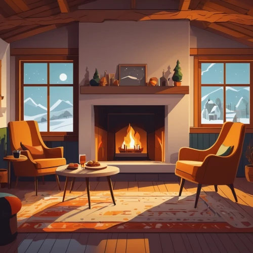 warm and cozy,fireplace,fire place,warmth,hygge,livingroom,winter house,fireside,the cabin in the mountains,fireplaces,winter window,christmas fireplace,living room,sitting room,cozy,cabin,log fire,winter background,wood stove,winter light,Illustration,Vector,Vector 06
