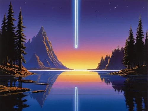 meteor rideau,lightsaber,space art,futuristic landscape,meteor,earth rise,northen light,laser beam,1982,borealis,boreal,northernlight,shooting star,light streak,aurora borealis,1986,celestial phenomenon,laser sword,celestial,north star,Conceptual Art,Sci-Fi,Sci-Fi 15