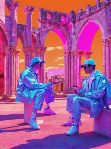 neon ghosts,lisbon,havana,lisboa,mariachi,neon,men sitting,color,neon tea,color fields,neon colors,pink city,sope,man in pink,mediation,antigua guatemala,pink squares,neon drinks,uv,aesthetic,Conceptual Art,Sci-Fi,Sci-Fi 28