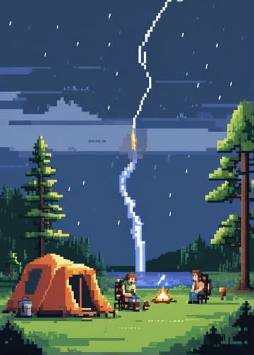 campfire,campsite,camping,pixel art,campfires,campground,campers,meteor rideau,camp fire,fishing camping,thunderstorm,camping tents,meteor,lightning strike,camping gear,meteor shower,fireflies,camping car,small camper,camp,Unique,Pixel,Pixel 01
