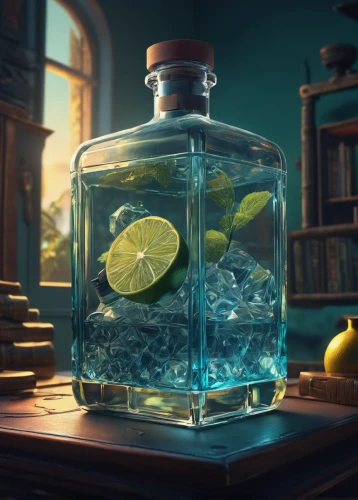 glass jar,terrarium,potions,fish tank,message in a bottle,poison bottle,aquarium,aquarium decor,underwater background,lemon wallpaper,poland lemon,agua de valencia,gin,mojito,empty jar,apothecary,lemon background,game illustration,potion,sci fiction illustration,Conceptual Art,Sci-Fi,Sci-Fi 11