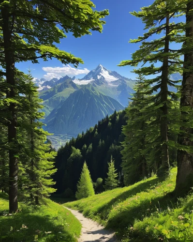 alpine crossing,mountain landscape,high alps,landscape background,mountain scene,mountain slope,alpine route,alpine region,mountainous landscape,swiss alps,coniferous forest,hiking path,valais,the alps,alps,mountain,mountain pass,fir forest,mountains,mountain meadow,Illustration,Vector,Vector 03