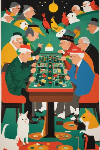 gnomes at table,advent calendar,chess game,vintage christmas calendar,poker table,placemat,modern christmas card,chess men,play chess,christmas pattern,game illustration,chess,vintage christmas,chess player,chess board,christmas animals,retro christmas,chess icons,card table,christmas vintage,Illustration,Vector,Vector 13