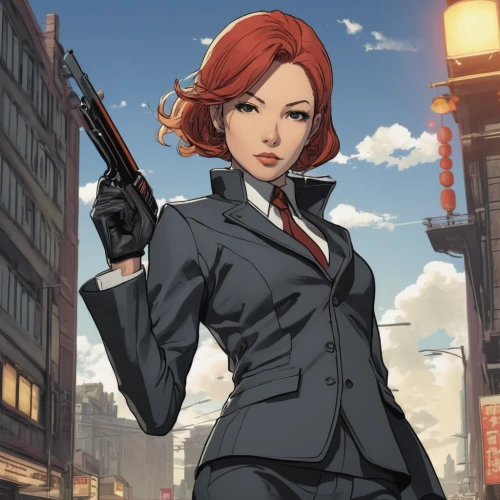 spy visual,girl with gun,spy,girl with a gun,agent,agent 13,holding a gun,woman holding gun,vesper,detective,secret agent,special agent,businesswoman,gunfighter,business woman,pointing gun,femme fatale,policewoman,black widow,bullet,Illustration,Japanese style,Japanese Style 10