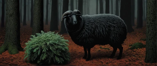 forest animal,black sheep,wool sheep,the black sheep,forest animals,black nosed sheep,black head sheep,valais black nose sheep,spruce-fir forest,coniferous forest,anthropomorphized animals,forest dark,goatflower,spruce forest,fir forest,merino sheep,wooden sheep,emu,feral goat,wool,Art,Artistic Painting,Artistic Painting 48