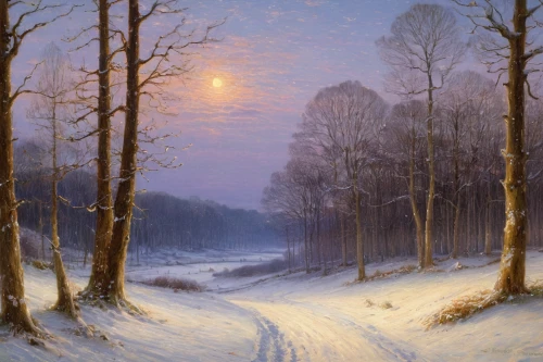 winter landscape,snow landscape,snowy landscape,winter forest,snow scene,winter morning,christmas landscape,winter dream,winter light,early winter,winter background,night snow,forest landscape,winter magic,lev lagorio,wintry,moonlit night,evening atmosphere,in the winter,the first frost,Art,Classical Oil Painting,Classical Oil Painting 13
