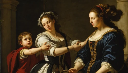girl with cloth,candlemas,holy family,mother with children,cepora judith,meticulous painting,woman holding pie,young couple,seamstress,young women,woman pointing,bougereau,gift of jewelry,rosary,little girl and mother,dornodo,woman holding a smartphone,woman hanging clothes,partiture,barberini,Art,Classical Oil Painting,Classical Oil Painting 26