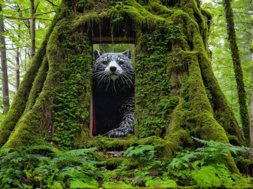 forest animal,bear guardian,forest animals,woodland animals,forest man,vancouver island,the forest fell,house in the forest,creeping animal,wood doghouse,tree house,shamanic,enchanted forest,holy forest,forest king lion,fairy door,haunted forest,dog house,outhouse,aaa,Conceptual Art,Graffiti Art,Graffiti Art 03