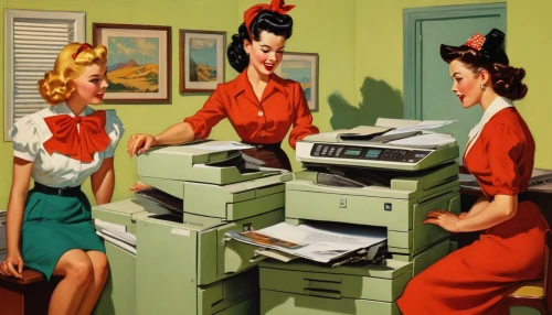 photocopier,cash register,typewriting,printer,retro 1950's clip art,toner production,office automation,receptionists,retro women,staplers,hole punching,filing cabinet,switchboard operator,receptionist,dot matrix printing,telephone operator,women in technology,telephony,office equipment,reich cash register,Illustration,Retro,Retro 10
