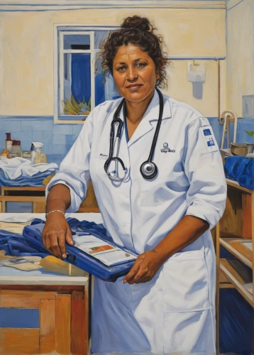 health care workers,nurse uniform,female nurse,nursing,physician,female doctor,hospital staff,carol colman,nurses,oil on canvas,nurse,medical illustration,health care provider,theoretician physician,susanne pleshette,girl in the kitchen,medical sister,covid doctor,emergency medicine,hospital gown,Illustration,Retro,Retro 21