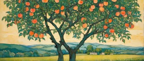 persimmon tree,fruit tree,chile de árbol,orange tree,tangerine tree,peach tree,fruit trees,mirabelle tree,apricot,apricots,apple tree,apple trees,persimmon,pyrus,khokhloma painting,orchards,nectarines,orchard,persimmons,fruit fields,Illustration,Retro,Retro 23