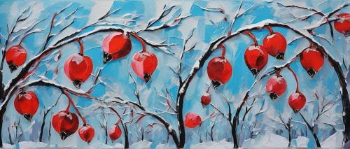 red tulips,red poppies,tulip branches,red magnolia,rose hips,rosehips,poppies,winter cherry,red poppy,red anemones,red berries,cherry branches,red flowers,red petals,flower painting,red anemone,red tree,tulip on snow,wild tulips,coquelicot,Conceptual Art,Oil color,Oil Color 24