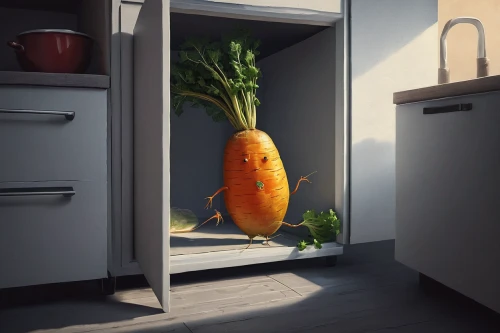 refrigerator,fridge,vegetable outlines,fridge lock,kitchenette,carrot,a vegetable,vegetable,cooking vegetables,cupboard,big carrot,vegetable pan,root vegetable,pantry,carrots,open door,radish,fresh vegetables,kawaii vegetables,vegetables,Conceptual Art,Sci-Fi,Sci-Fi 07