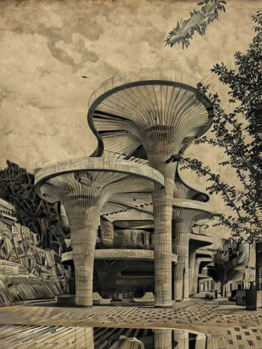 subway station,metro station,mid century modern,hiroshima,futuristic landscape,futuristic architecture,escher,futuristic art museum,abandoned train station,busstop,monorail,underpass,pergola,bus stop,kirrarchitecture,sky space concept,bus shelters,overpass,hollywood metro station,concrete,Art sketch,Art sketch,Newspaper