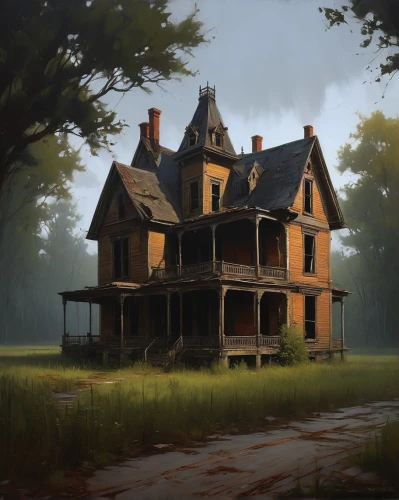 house in the forest,abandoned house,witch's house,lonely house,homestead,creepy house,the haunted house,old home,witch house,farmstead,house silhouette,old house,wooden house,haunted house,little house,summer cottage,abandoned place,house painting,victorian house,ancient house,Conceptual Art,Oil color,Oil Color 12