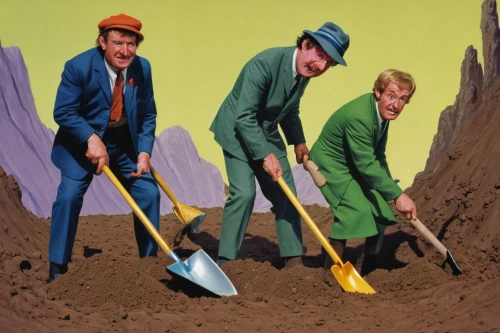 shovels,digging,digging equipment,archaeological dig,to dig,kö-dig,no digging,excavators,forest workers,dig,mound of dirt,planting,miners,dig a hole,compost,color image,construction workers,excavation,workers,molehill,Conceptual Art,Sci-Fi,Sci-Fi 18