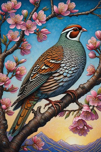 spring bird,bird painting,almond tree,carol colman,song bird,blue birds and blossom,oil painting on canvas,chestnut sided warbler,songbirds,springtime background,ornamental bird,nature bird,humming birds,zebra finches,cloves schwindl inge,flower and bird illustration,almond blossom,robin redbreast,zebra finch,oil painting,Illustration,Realistic Fantasy,Realistic Fantasy 41