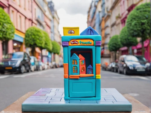 newspaper box,telephone booth,letter box,post box,phone booth,postbox,mail box,spam mail box,courier box,paris clip art,pay phone,miniature house,letterbox,cigarette box,savings box,mailbox,paris,parking meter,street furniture,keith haring,Unique,3D,Clay