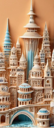 paper art,asian architecture,fantasy city,ancient city,3d fantasy,basil's cathedral,mandelbulb,city cities,roof domes,building sets,dolls houses,gaudí,kirrarchitecture,city buildings,townscape,fractals art,islamic architectural,mud village,sandcastle,chinese architecture,Unique,Paper Cuts,Paper Cuts 09