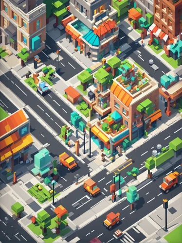 isometric,colorful city,city blocks,city corner,city highway,intersection,smart city,game illustration,cities,business district,crossroad,urban design,neighborhood,street map,small towns,play street,urbanization,traffic management,street fair,city buildings,Unique,Pixel,Pixel 03