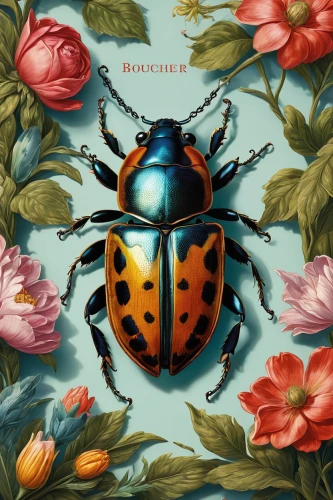 rose beetle,two-point-ladybug,ladybird,ladybird beetle,coccinellidae,leaf beetle,harlequin cabbage bug,japanese beetle,forest beetle,ladybugs,shield bugs,jewel beetles,asian lady beetle,ladybug,lady bug,garden leaf beetle,brush beetle,scarabs,scarab,beetles,Art,Classical Oil Painting,Classical Oil Painting 36