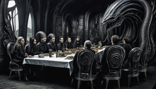 last supper,holy supper,fine dining restaurant,dinner party,diner,dining,testament,fine dining,dark mood food,mirror of souls,family dinner,black table,exclusive banquet,blackmetal,feast,long table,black plates,carcass,hunger,the illusion,Conceptual Art,Sci-Fi,Sci-Fi 02