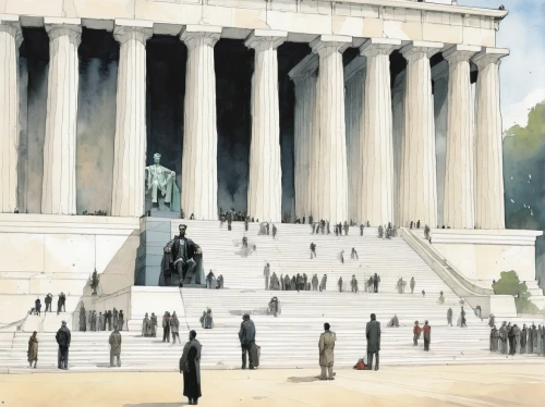 lincoln memorial,abraham lincoln memorial,us supreme court,lincoln monument,the parthenon,parthenon,supreme court,us supreme court building,jefferson monument,thomas jefferson memorial,jefferson memorial,uscapitol,school of athens,statue of freedom,abraham lincoln monument,national archives,justitia,capitol,monument protection,court of justice,Illustration,Paper based,Paper Based 05