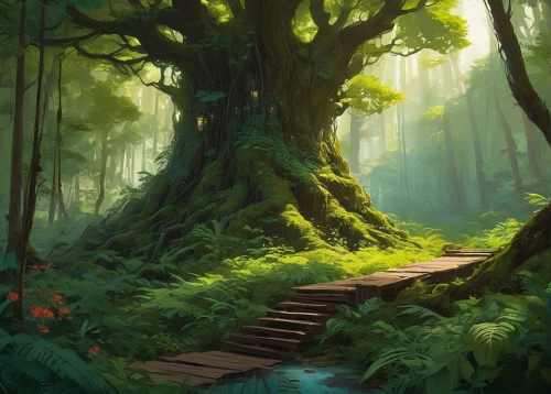forest path,tree top path,wooden path,forest landscape,elven forest,pathway,forest road,forest glade,forest,green forest,rainforest,druid grove,the forest,fairy forest,forest tree,forests,forest background,the mystical path,hiking path,enchanted forest,Conceptual Art,Fantasy,Fantasy 18