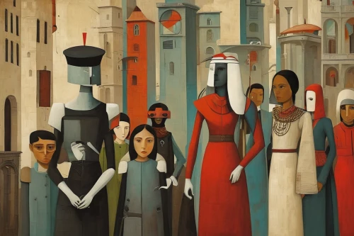 procession,contemporary witnesses,group of people,pilgrims,street scene,seven citizens of the country,bethlehem,medieval market,candlemas,villagers,orientalism,grant wood,casablanca,church painting,pentecost,peoples,dervishes,vendors,woman shopping,workers,Art,Artistic Painting,Artistic Painting 29