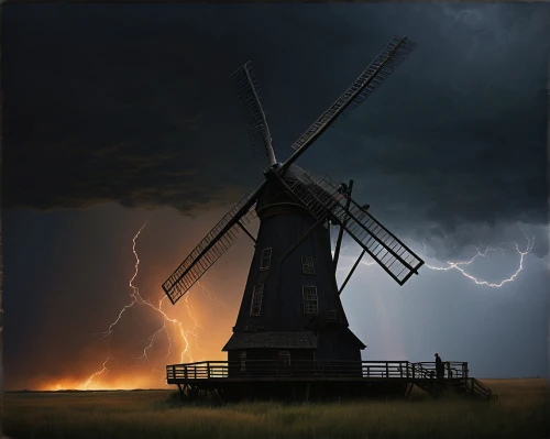 dutch windmill,windmill,old windmill,historic windmill,the windmills,wind mill,windmills,wind mills,dutch mill,dutch landscape,windmill gard,the netherlands,groenendael,post mill,north holland,mill,kinderdijk,wind machines,weather icon,thunderstorm,Conceptual Art,Oil color,Oil Color 11