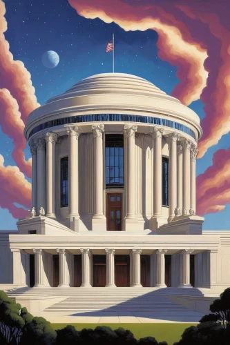 seat of government,capitol,observatory,musical dome,thomas jefferson memorial,jefferson memorial,jefferson monument,neoclassical,us supreme court,uscapitol,planetarium,the white house,capitol building,legislature,saint george's hall,supreme court,white house,national archives,statehouse,peabody institute,Illustration,American Style,American Style 05