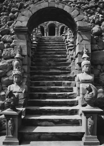 stone stairway,stone stairs,the sculptures,stairway,steps carved in the rock,stone statues,icon steps,carvings,stone figures,garden statues,candi rara jonggrang,borobudur,outside staircase,sculptures,winners stairs,gordon's steps,bach knights castle,borobodur,stone palace,stone carving,Photography,Black and white photography,Black and White Photography 09