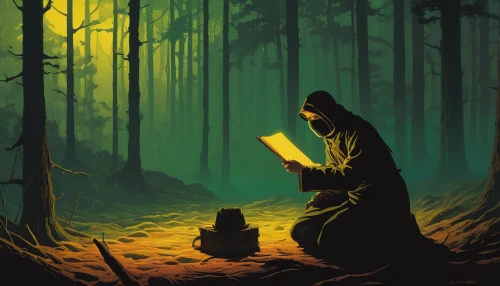 sci fiction illustration,child with a book,forest background,scholar,game illustration,children's fairy tale,magic book,book illustration,fantasy picture,mystery book cover,holy forest,little red riding hood,biblical narrative characters,children studying,red riding hood,writing-book,haunted forest,storytelling,farmer in the woods,the wizard,Art,Classical Oil Painting,Classical Oil Painting 14