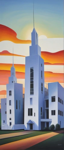 art deco,matruschka,white buildings,church painting,city scape,san diego skyline,casablanca,city buildings,the palace of culture,art deco background,industrial landscape,buildings,skyscrapers,tower block,city skyline,silo,high rises,valley mills,urban landscape,whites city,Art,Artistic Painting,Artistic Painting 33