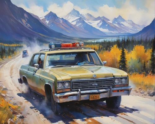 pickup-truck,jeep wagoneer,icefield parkway,icefields parkway,yukon territory,pickup truck,ford ranger,rust truck,ford expedition,dodge dakota,pickup trucks,station wagon-station wagon,american frontier,west canada,alberta,retro vehicle,ford truck,vanagon,mountain highway,road cruiser,Conceptual Art,Oil color,Oil Color 03