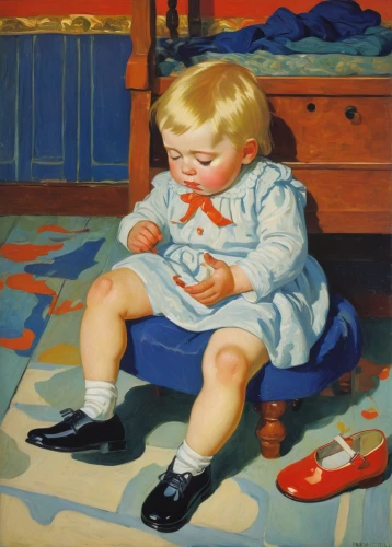 girl with cereal bowl,child with a book,child playing,girl with bread-and-butter,woman eating apple,child portrait,baby playing with toys,child is sitting,girl sitting,girl with cloth,holding shoes,child crying,boy praying,girl in the kitchen,red shoes,child,the little girl's room,woman with ice-cream,woman sitting,painter doll,Art,Classical Oil Painting,Classical Oil Painting 27