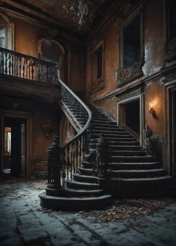 abandoned places,luxury decay,winding staircase,abandoned place,staircase,abandoned,urbex,abandoned house,outside staircase,circular staircase,lost places,stairs,abandoned room,spiral staircase,ghost castle,derelict,stairway,stair,stairwell,lost place,Photography,General,Fantasy