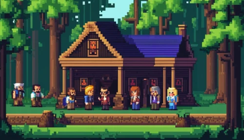 house in the forest,log cabin,small cabin,small house,little house,log home,cottage,wooden house,wooden hut,summer cottage,cabin,witch's house,tavern,retirement home,the cabin in the mountains,family home,wooden houses,homestead,old home,pixel art,Unique,Pixel,Pixel 01