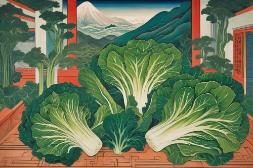 pak-choi,chinese cabbage,vegetables landscape,daikon,cabbage leaves,vegetable field,chinese cabbage young,kangkong,cool woodblock images,nabemono,savoy cabbage,picking vegetables in early spring,vegetable garden,chinese celery,japanese spinach,kohlrabi,brassica,arashiyama,agricultural,kumano kodo,Art,Artistic Painting,Artistic Painting 35