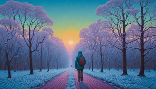 winter landscape,girl with tree,winter dream,winter background,snow landscape,woman walking,snow scene,winter forest,winter morning,girl walking away,in the winter,winter,girl in a long,purple landscape,winters,snow fields,winter magic,early winter,winter light,heather winter,Conceptual Art,Daily,Daily 25