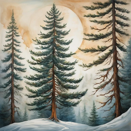 spruce-fir forest,coniferous forest,snow in pine trees,snow trees,fir forest,spruce forest,fir trees,pine trees,winter forest,spruce trees,winter landscape,temperate coniferous forest,snow landscape,evergreen trees,winter background,snow scene,silvertip fir,christmas landscape,watercolor pine tree,forest landscape,Illustration,Black and White,Black and White 07