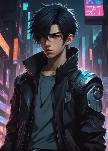 yukio,cyberpunk,cyber,jacket,ren,cg artwork,shinjuku,persona,anime boy,shibuya,dusk background,city ​​portrait,coder,hong,world digital painting,stray,cityscape,hk,game illustration,alleyway,Illustration,Paper based,Paper Based 15