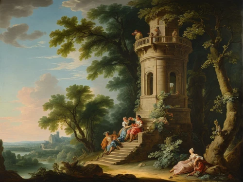 apollo and the muses,rococo,woman at the well,sanssouci,hunting scene,landscape with sea,fontainebleau,landscape,robert duncanson,secret garden of venus,romantic scene,bougereau,idyll,outside staircase,home landscape,classical antiquity,apollo,coastal landscape,young couple,dutch landscape,Art,Classical Oil Painting,Classical Oil Painting 36