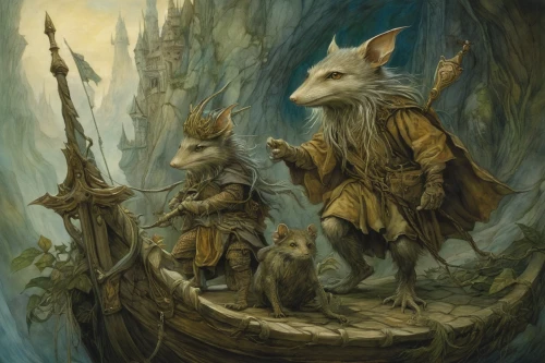druids,guards of the canyon,heroic fantasy,wizards,dwarves,fantasy art,elves,fantasy picture,gnomes,travelers,woodland animals,the three magi,patrols,fox and hare,gnomes at table,hunting scene,scandia gnomes,biblical narrative characters,the pied piper of hamelin,the wanderer,Illustration,Realistic Fantasy,Realistic Fantasy 14