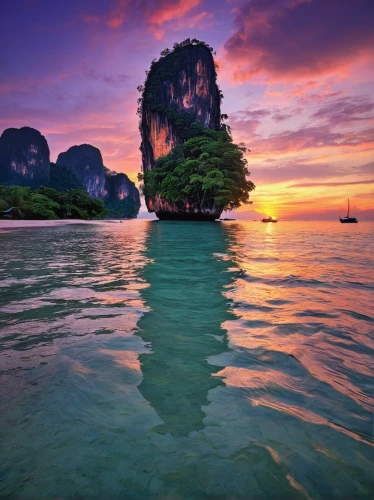 phang nga bay,krabi thailand,halong bay,southeast asia,andaman sea,railay bay,khao phing kan,james bond island,thailand,koh phi phi,phuket province,phuket,thailad,teal blue asia,south east asia,landscape photography,thai,islet,southern island,ham ninh,Art,Classical Oil Painting,Classical Oil Painting 38