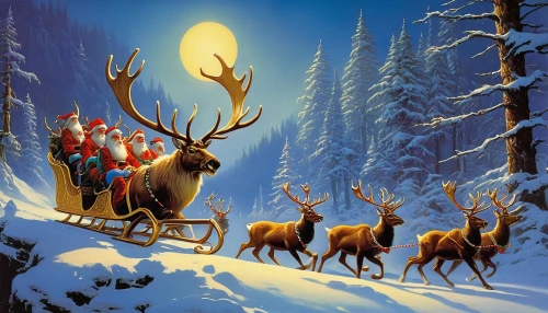 santa claus with reindeer,sleigh with reindeer,sleigh ride,santa sleigh,reindeer from santa claus,carol singers,christmas deer,raindeer,santa clauses,rudolph,nordic christmas,christmas scene,christmas snowy background,christmas animals,reindeer,carolers,north pole,rudolf,christmas motif,christmasbackground,Conceptual Art,Sci-Fi,Sci-Fi 19