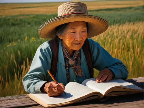 vietnamese woman,inner mongolian beauty,old woman,elderly lady,woman of straw,tibetan,mongolia eastern,permaculture,farmworker,inner mongolia,readers,nomadic people,kyrgyz,xinjiang,asian conical hat,elderly person,sweetgrass,prayer book,people reading newspaper,the cultivation of,Illustration,Japanese style,Japanese Style 21