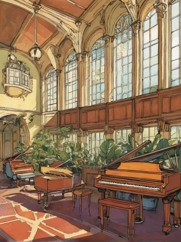 billiard room,player piano,pianos,grand piano,music conservatory,concert hall,lecture hall,piano bar,the piano,ballroom,piano,treasure hall,pipe organ,concerto for piano,dandelion hall,sanctuary,hall,reading room,piano books,church painting,Illustration,Vector,Vector 04