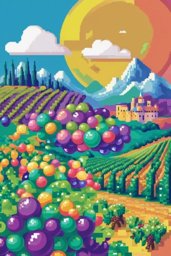 fruit fields,vegetable field,vegetables landscape,apple mountain,potato field,mushroom landscape,vineyards,farm landscape,farms,vineyard,grape plantation,color fields,crops,agricultural,grape harvest,organic farm,orchards,farmland,apple orchard,viticulture,Unique,Pixel,Pixel 02